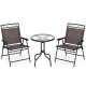 Honhorrs Three-Piece Bistro Set, Folding Fabric Chairs and Glass Table with 1.57-Inch Umbrella Hole
