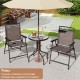Honhorrs Three-Piece Bistro Set, Folding Fabric Chairs and Glass Table with 1.57-Inch Umbrella Hole