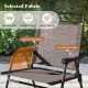 Honhorrs Three-Piece Bistro Set, Folding Fabric Chairs and Glass Table with 1.57-Inch Umbrella Hole