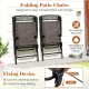 Honhorrs Three-Piece Bistro Set, Folding Fabric Chairs and Glass Table with 1.57-Inch Umbrella Hole
