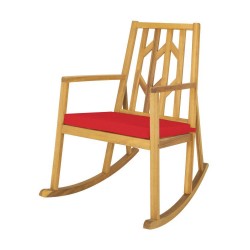 Honhorrs Acacia Wood Patio Rocking Chair, High Back and Broad Seat with Removable Cushion and Arms