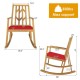 Honhorrs Acacia Wood Patio Rocking Chair, High Back and Broad Seat with Removable Cushion and Arms