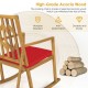 Honhorrs Acacia Wood Patio Rocking Chair, High Back and Broad Seat with Removable Cushion and Arms