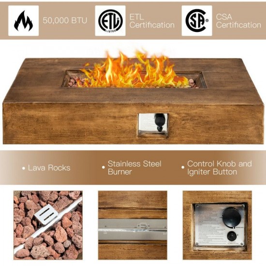 Honhorrs 48-by-27-Inch Propane Fire Table, 50,000-BTU Burner with Adjustable Flame and Lava Rocks