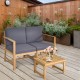 Honhorrs Convertible Acacia Patio Loveseat, Separable Chairs and Table with Zippered Cushion Covers