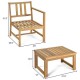 Honhorrs Convertible Acacia Patio Loveseat, Separable Chairs and Table with Zippered Cushion Covers