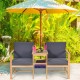 Honhorrs Convertible Acacia Patio Loveseat, Separable Chairs and Table with Zippered Cushion Covers