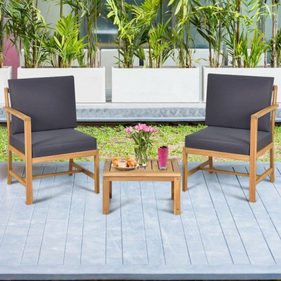 Honhorrs Convertible Acacia Patio Loveseat, Separable Chairs and Table with Zippered Cushion Covers