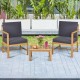 Honhorrs Convertible Acacia Patio Loveseat, Separable Chairs and Table with Zippered Cushion Covers