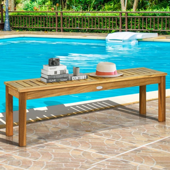 52-Inch Acacia Patio Dining Bench by Honhorrs: Slatted Wood Seat, Thick Legs and 700 lb Capacity