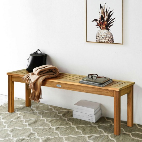 52-Inch Acacia Patio Dining Bench by Honhorrs: Slatted Wood Seat, Thick Legs and 700 lb Capacity