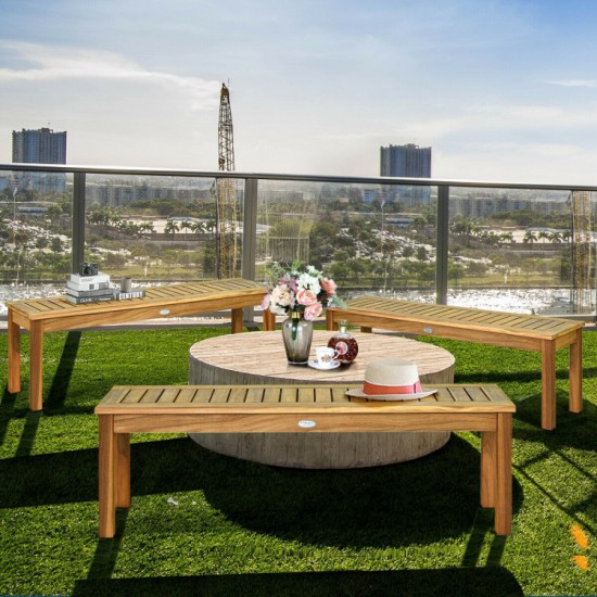 52-Inch Acacia Patio Dining Bench by Honhorrs: Slatted Wood Seat, Thick Legs and 700 lb Capacity