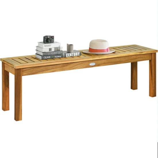52-Inch Acacia Patio Dining Bench by Honhorrs: Slatted Wood Seat, Thick Legs and 700 lb Capacity