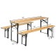 Honhorrs Folding Picnic Table and Two Benches, Fir-Wood Surfaces on Steel X-Frames with No Assembly