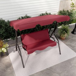 Honhorrs Three-Seat Cushioned Patio Swing, Adjustable Canopy and Steel Frame with 500-Lb Capacity