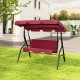 Honhorrs Three-Seat Cushioned Patio Swing, Adjustable Canopy and Steel Frame with 500-Lb Capacity