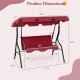 Honhorrs Three-Seat Cushioned Patio Swing, Adjustable Canopy and Steel Frame with 500-Lb Capacity