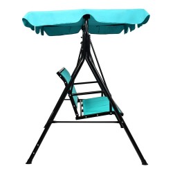 Honhorrs Three-Person Patio Swing, Steel Frame with Adjustable Polyester Canopy and Ventilated Seat