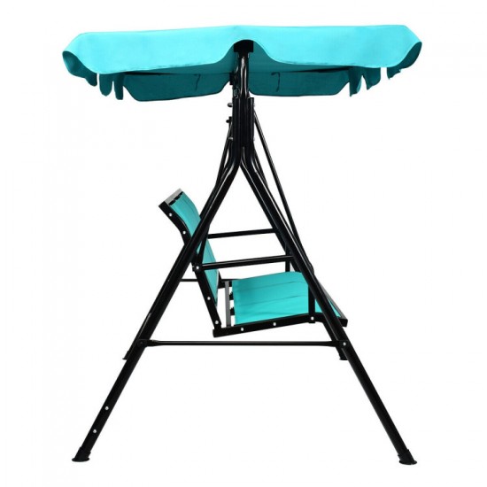 Honhorrs Three-Person Patio Swing, Steel Frame with Adjustable Polyester Canopy and Ventilated Seat