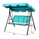 Honhorrs Three-Person Patio Swing, Steel Frame with Adjustable Polyester Canopy and Ventilated Seat