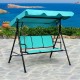 Honhorrs Three-Person Patio Swing, Steel Frame with Adjustable Polyester Canopy and Ventilated Seat