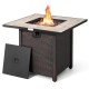 Honhorrs 30-Inch Propane Fire Table, Ceramic Top and 50,000-BTU Burner with Lava Rocks and PVC Cover