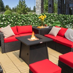 Honhorrs 30-Inch Propane Fire Table, 50,000-BTU Square Steel Design with Burner Lid and PVC Cover