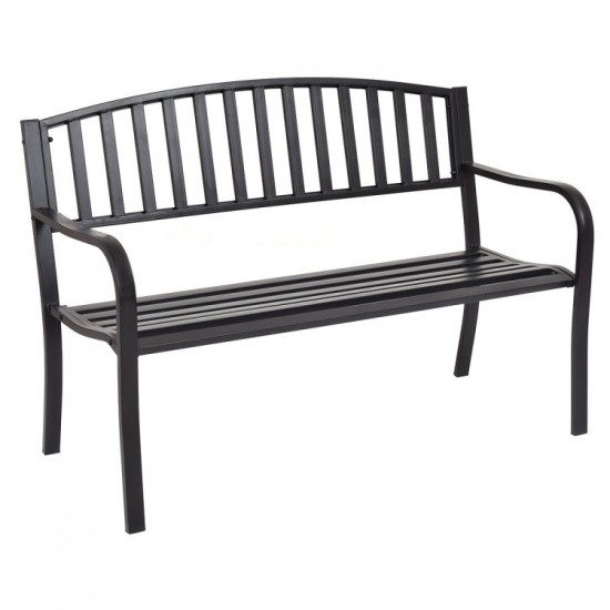 Honhorrs 50-Inch Steel Garden Loveseat Bench, Outdoor Seating with Armrests and Four-Leg Support
