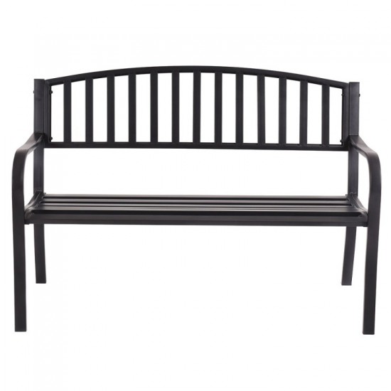 Honhorrs 50-Inch Steel Garden Loveseat Bench, Outdoor Seating with Armrests and Four-Leg Support