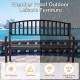 Honhorrs 50-Inch Steel Garden Loveseat Bench, Outdoor Seating with Armrests and Four-Leg Support
