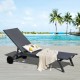 Honhorrs Aluminum Patio Chaise with Six Backrest Positions, Breathable Fabric and Two Rear Wheels