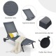 Honhorrs Aluminum Patio Chaise with Six Backrest Positions, Breathable Fabric and Two Rear Wheels