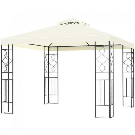 Honhorrs 10-by-10-Foot Patio Gazebo, Two-Tier Canopy on a Steel Frame with Decorative Side Panels