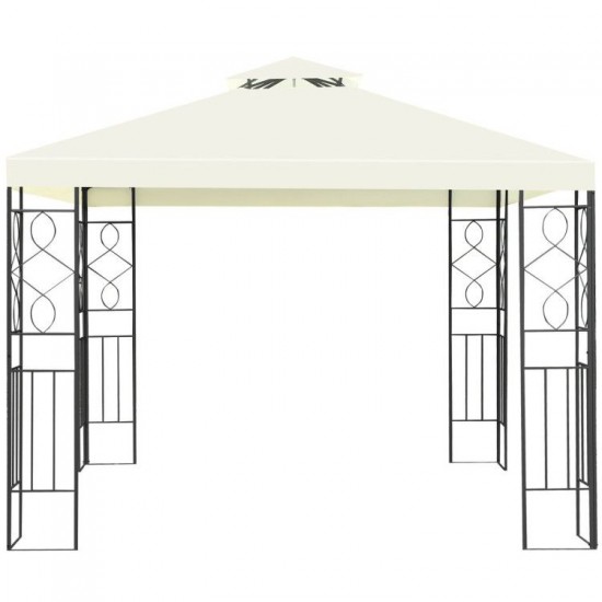 Honhorrs 10-by-10-Foot Patio Gazebo, Two-Tier Canopy on a Steel Frame with Decorative Side Panels