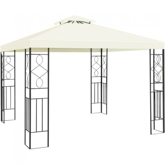 Honhorrs 10-by-10-Foot Patio Gazebo, Two-Tier Canopy on a Steel Frame with Decorative Side Panels