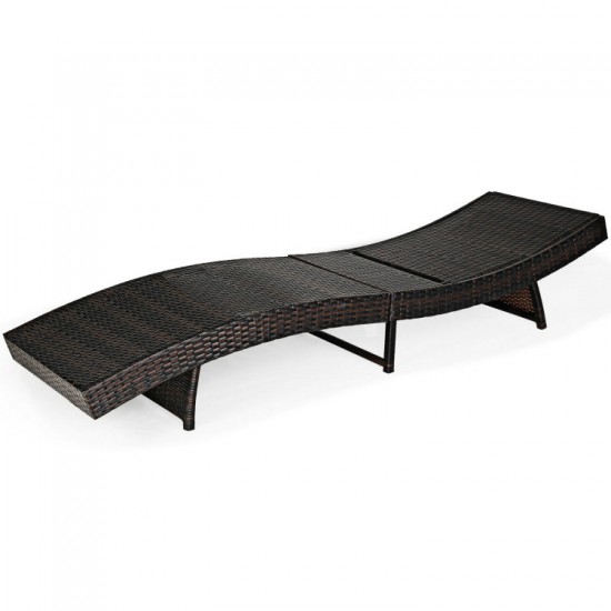 Honhorrs Cushioned Folding Patio Chaise, Five Backrest Positions on a Steel and PE Rattan Frame