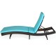 Honhorrs Cushioned Folding Patio Chaise, Five Backrest Positions on a Steel and PE Rattan Frame