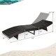Honhorrs Cushioned Folding Patio Chaise, Five Backrest Positions on a Steel and PE Rattan Frame