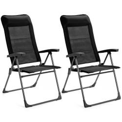 Honhorrs Pair of Folding Patio Chairs, Adjustable Backrests and Headrests on Reinforced Iron Frames
