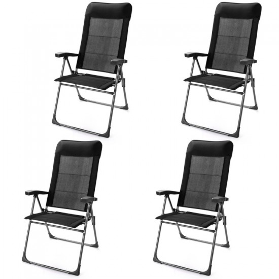 Honhorrs Pair of Folding Patio Chairs, Adjustable Backrests and Headrests on Reinforced Iron Frames