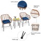 Honhorrs Wicker Bistro Seating Set, Two Cushioned Patio Armchairs and Tempered Glass Side Table
