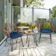Honhorrs Wicker Bistro Seating Set, Two Cushioned Patio Armchairs and Tempered Glass Side Table