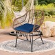 Honhorrs Wicker Bistro Seating Set, Two Cushioned Patio Armchairs and Tempered Glass Side Table