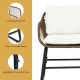 Honhorrs Three-Piece Patio Wicker Bistro Set, Two Armchairs with Four Cushions and a Square Table