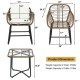 Honhorrs Three-Piece Patio Wicker Bistro Set, Two Armchairs with Four Cushions and a Square Table