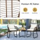 Honhorrs Three-Piece Patio Wicker Bistro Set, Two Armchairs with Four Cushions and a Square Table