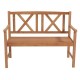 Honhorrs Two-Person Acacia Bench, Slatted Seat and Patterned Back with Curved Arms and 800-Lb Rating