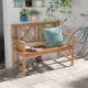 Honhorrs Two-Person Acacia Bench, Slatted Seat and Patterned Back with Curved Arms and 800-Lb Rating