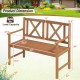 Honhorrs Two-Person Acacia Bench, Slatted Seat and Patterned Back with Curved Arms and 800-Lb Rating