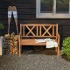 Honhorrs Two-Person Acacia Bench, Slatted Seat and Patterned Back with Curved Arms and 800-Lb Rating